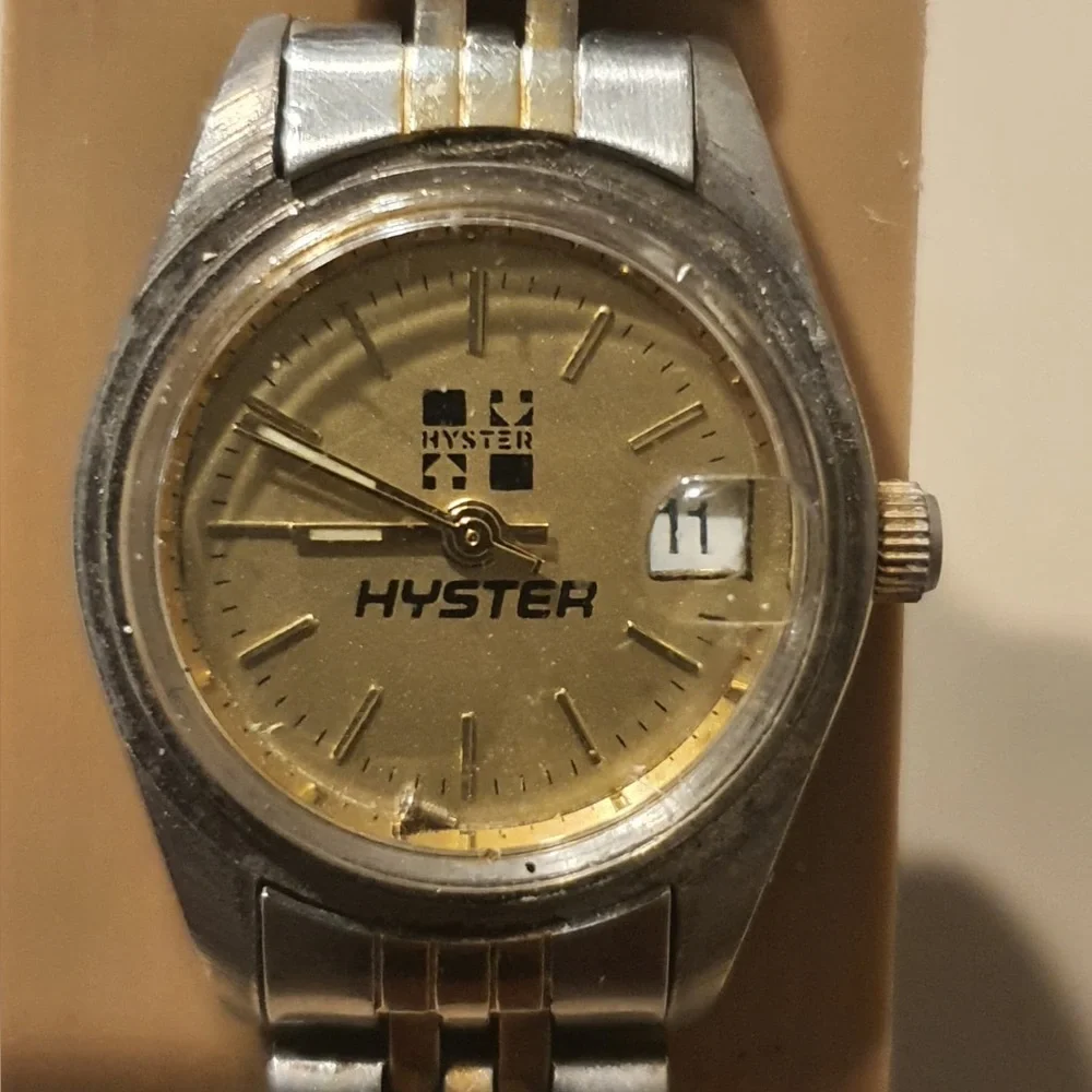 10/$20 Vtg Hyster Forklifts Silver/Goldtone Stainless Steel Women's Watch